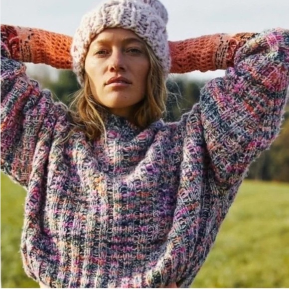 Free People Sweaters - Free People Confetti Chunky Cropped Multicolor Sweater Size XS #1881